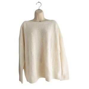 All Saints Woman's Sz L Aris Jumper Ivory Boat Neck Sweater Wool Alpaca Blend